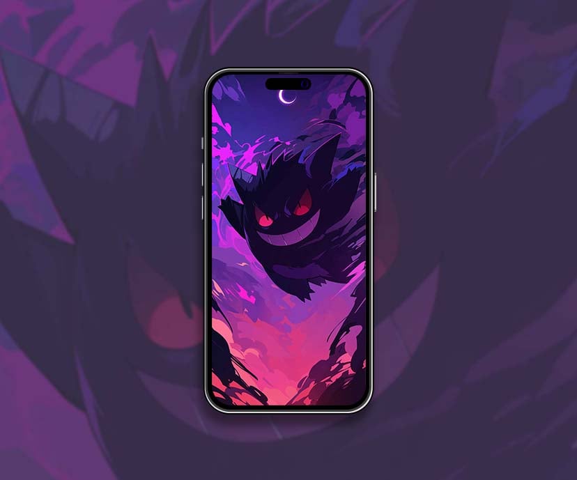 gengar silhouette moonlight purple sky wallpapers collection