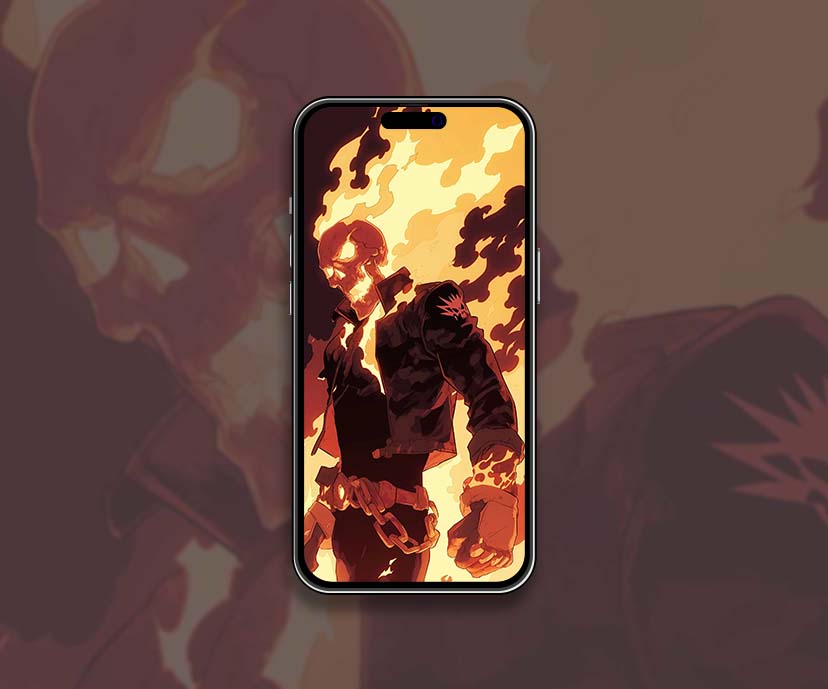 ghost rider comics flames orange wallpapers collection