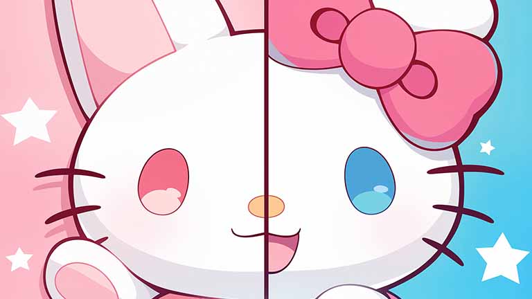 hello kitty two sides desktop wallpaper cover