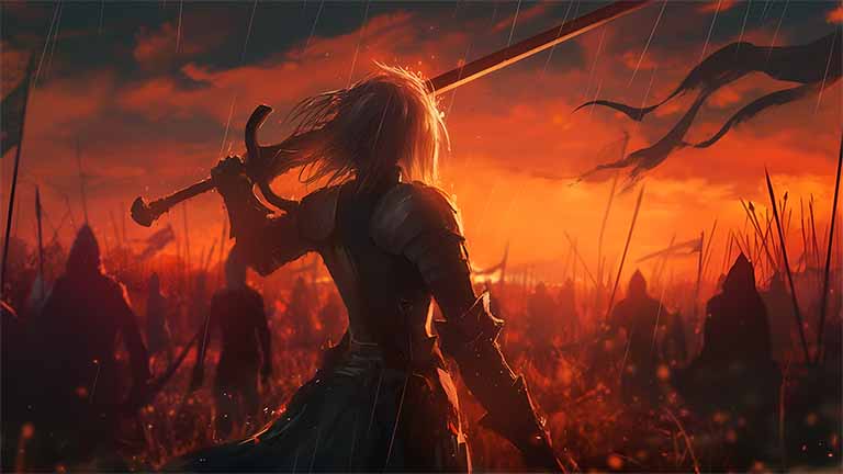 heroic battlefield sunset warrior desktop wallpaper cover