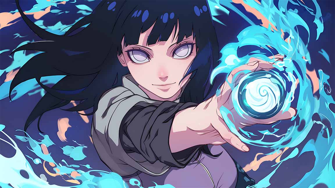 hinata hyuga byakugan blue energy desktop wallpaper cover