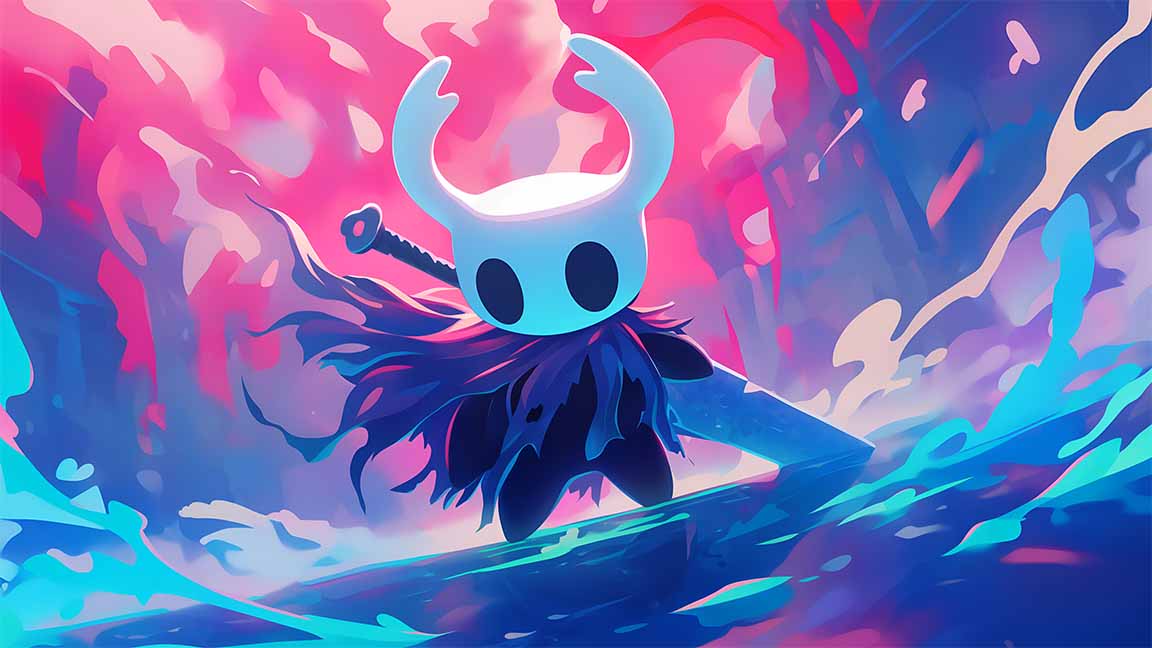 hollow knight vibrant action scene desktop wallpaper cover