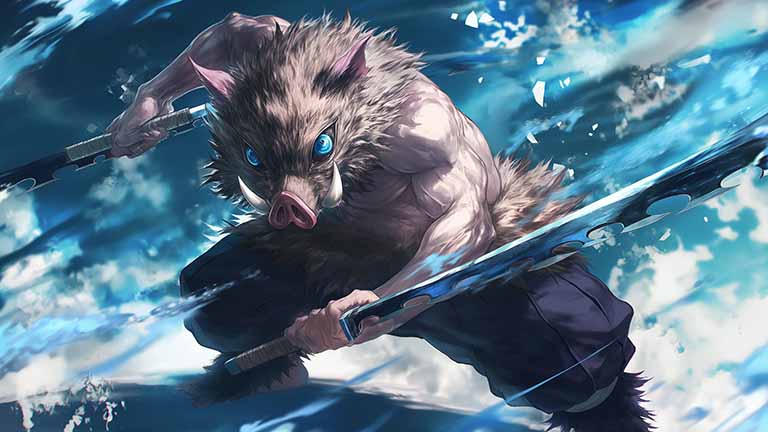 inosuke hashibira beast breathing desktop wallpaper cover