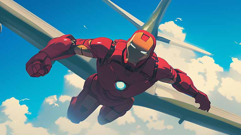iron man soaring sky airplane desktop wallpaper cover