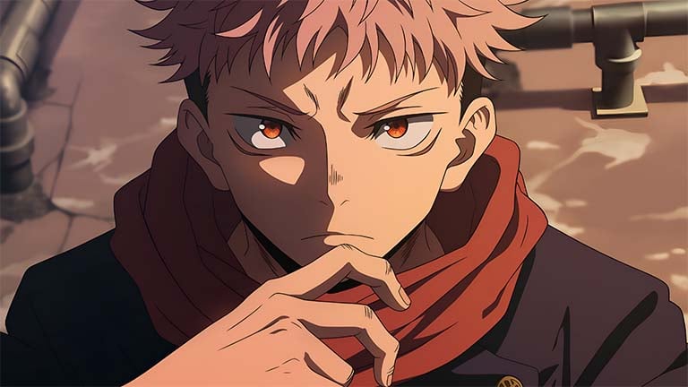 jujutsu kaisen itadori intense gaze desktop wallpaper cover
