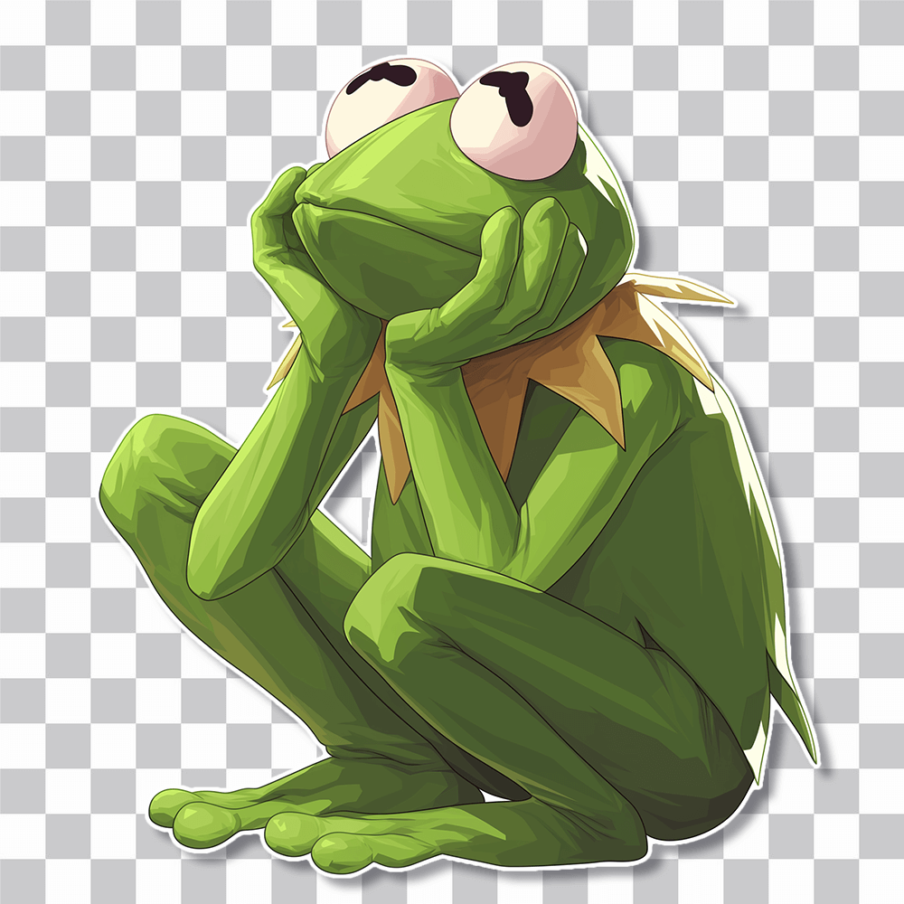 kermit frog contemplating meme sticker cover