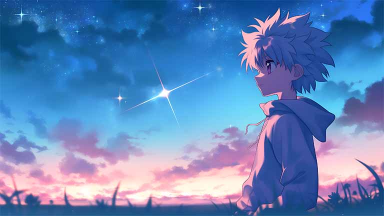 killua zoldyck starry sky laptop wallpaper cover