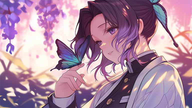 kny shinobu kocho butterfly pc wallpaper cover