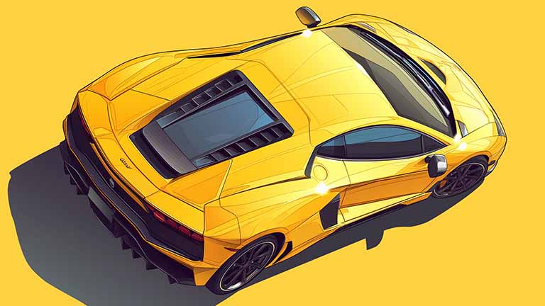 lamborghini aventador yellow top view desktop wallpaper cover