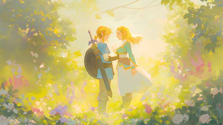 link and zelda romantic forest laptop wallpaper cover
