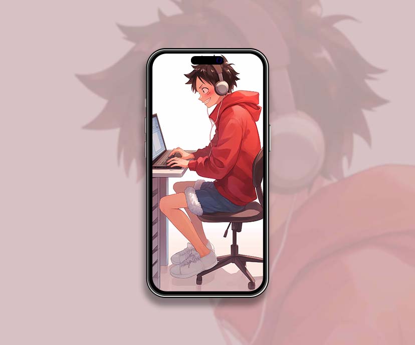 luffy working on laptop anime wallpapers collection