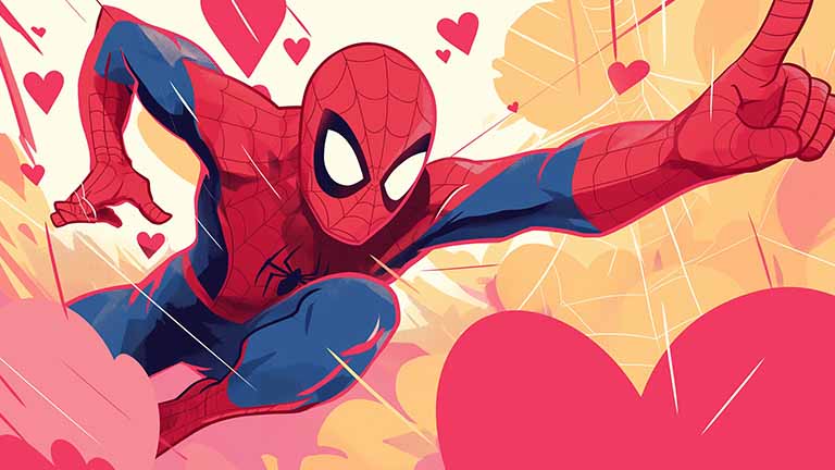 marvel spider man peace sign hearts desktop wallpaper cover
