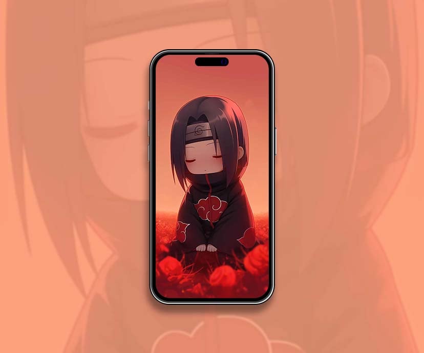 melancholic chibi itachi red flower field wallpapers collection