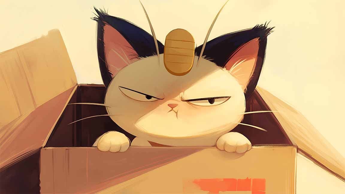 meowth box attitude funny cat mood desktop wallpaper cover