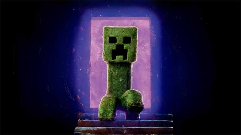 minecraft movie creeper portal scene desktop wallpaper cover