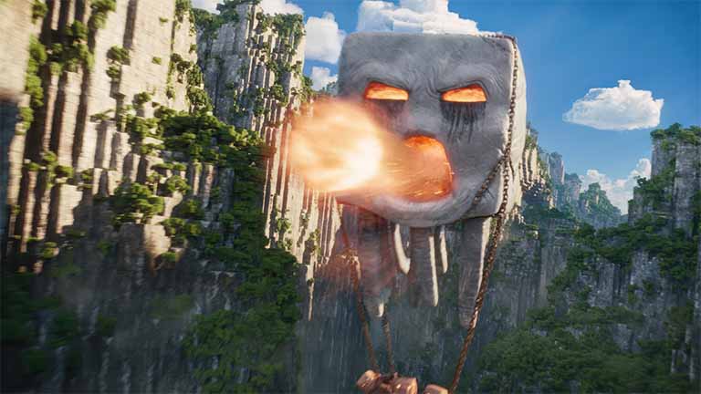minecraft movie ghast fireball attack desktop wallpaper cover