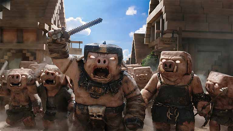 minecraft movie piglin army attack wallpaper cover