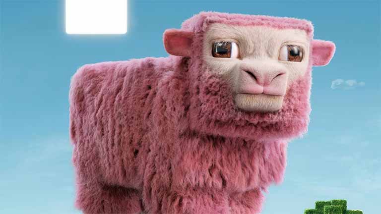 minecraft movie pink sheep close up wallpaper cover