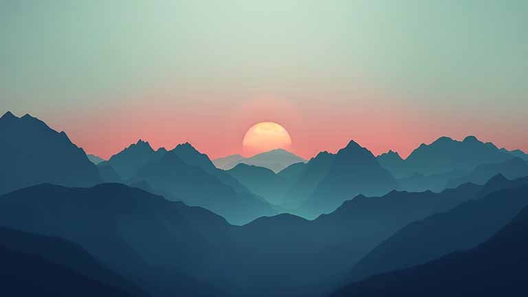 minimalist mountain sunrise desktop wallpaper cover