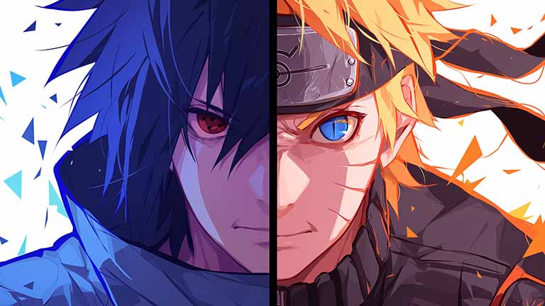 naruto sasuke rivals staring desktop wallpaper cover