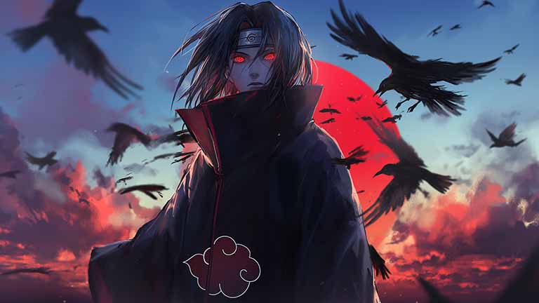naruto shippuden itachi sharingan crows desktop wallpaper cover