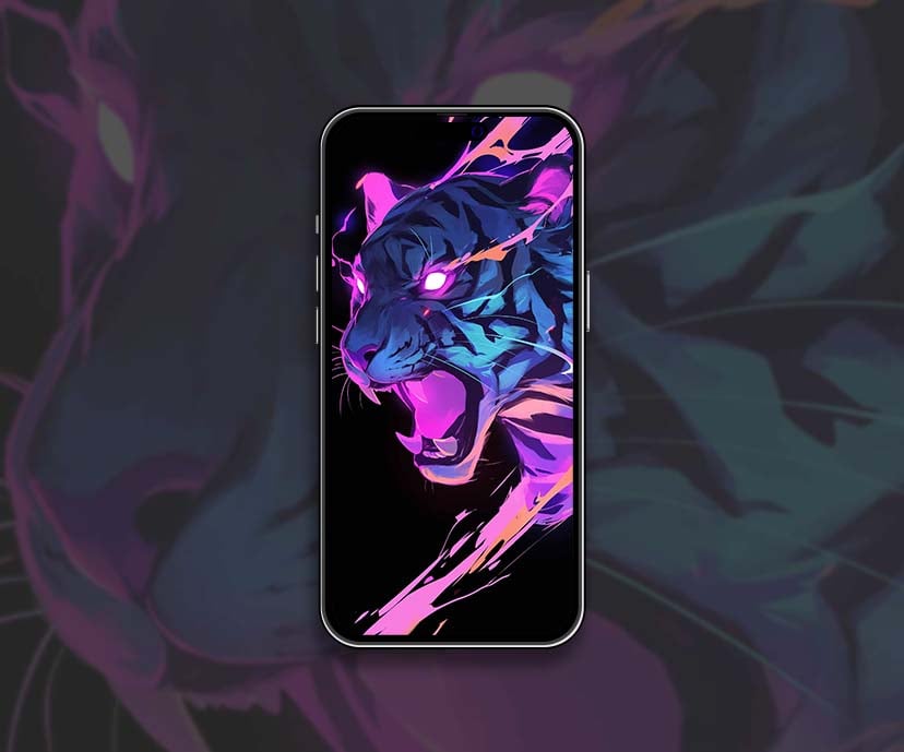 neon tiger roar epic glow wallpapers collection