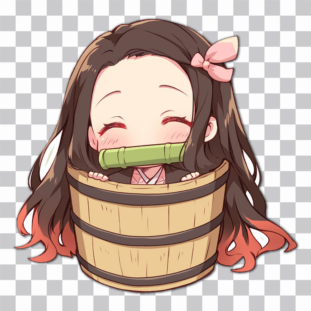 nezuko kamado chibi basket sticker cover