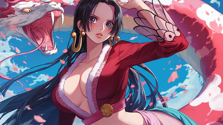 one piece boa hancock and snake desktop wallpaper cover