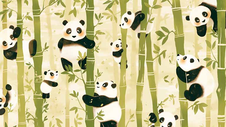 panda bears bamboo forest desktop wallpaper cover