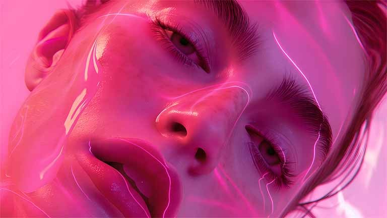 pink aesthetic face closeup wallpaper cover