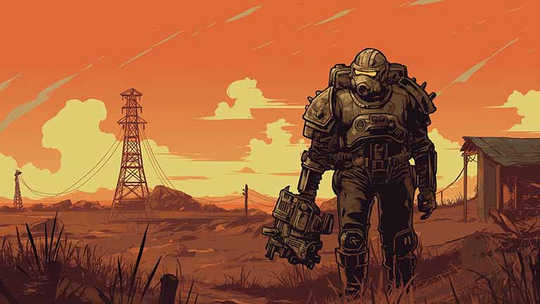 power armor wasteland fallout desktop wallpaper cover