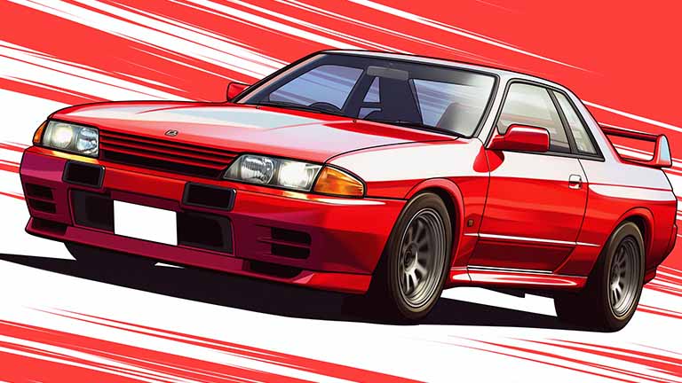 red nissan skyline r32 desktop wallpaper cover