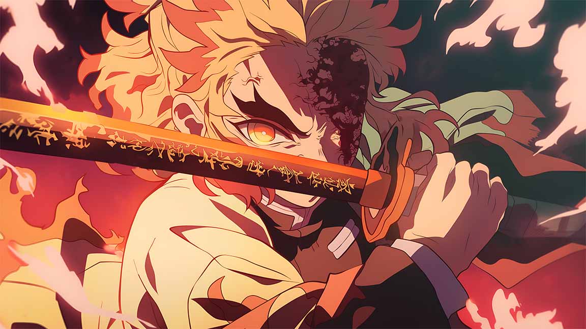 rengoku demon slayer flames desktop wallpaper cover