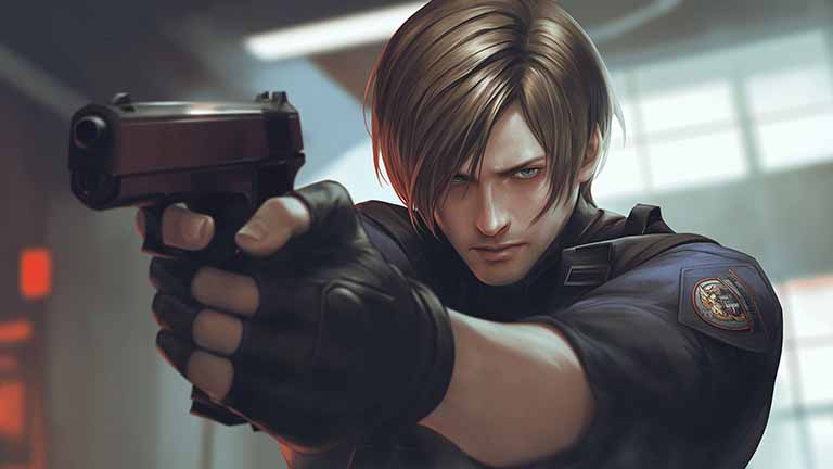 resident evil leon s kennedy gun desktop wallpaper cover