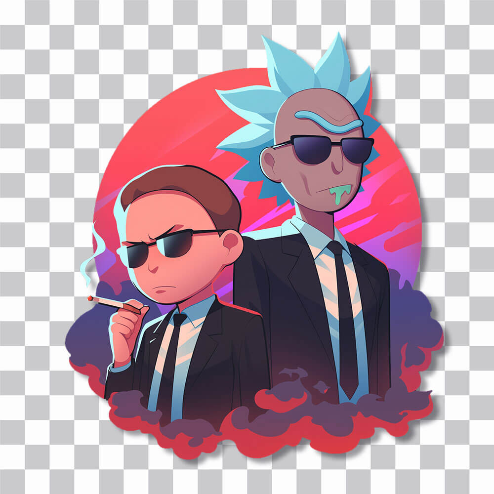 rick and morty cool suits sticker cover