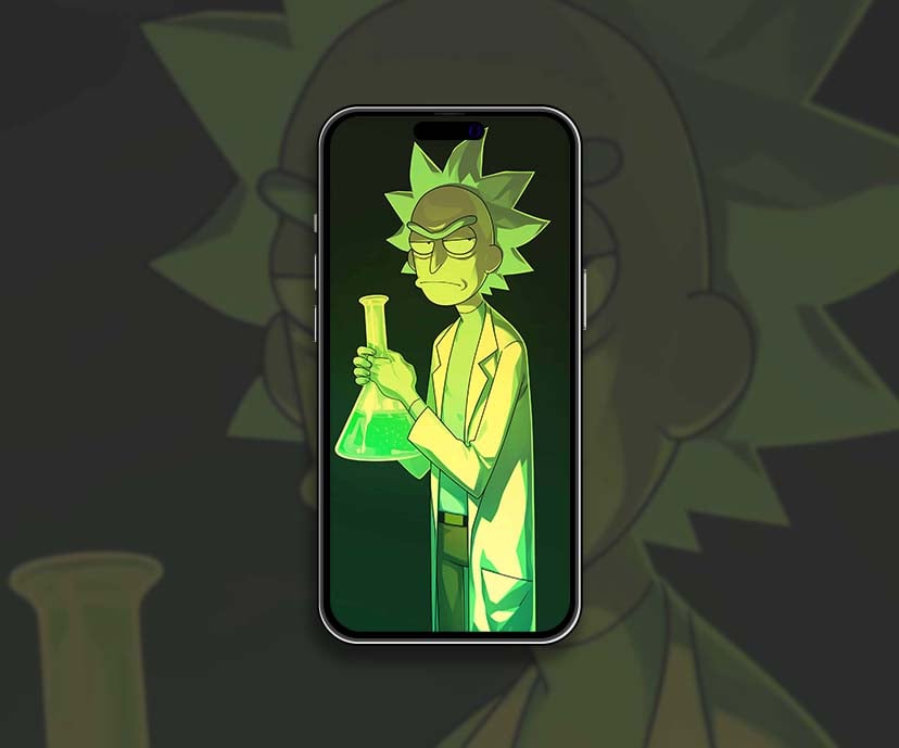 rick and morty green laboratory glow art wallpapers collection