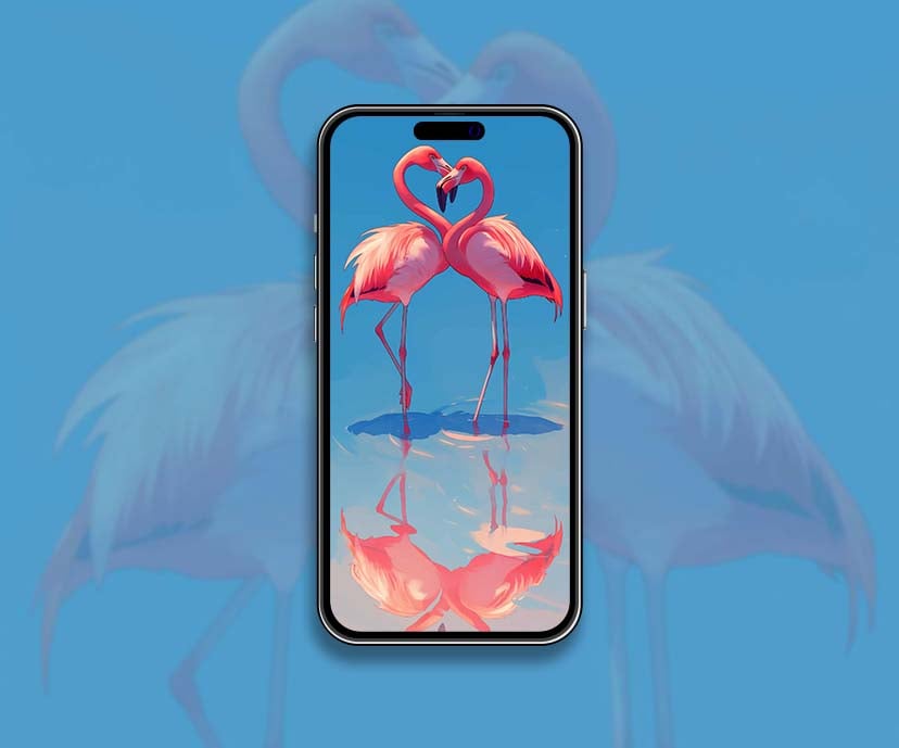 romantic flamingos heart shape love wallpapers collection