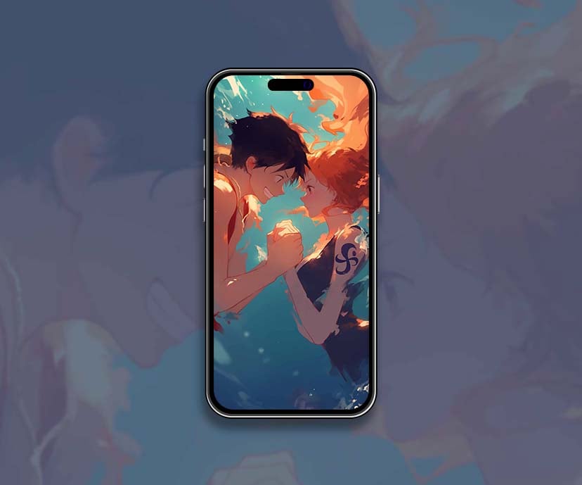 romantic luffy & nami underwater love wallpapers collection