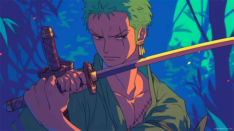 roronoa zoro bamboo forest cover desktop wallpaper