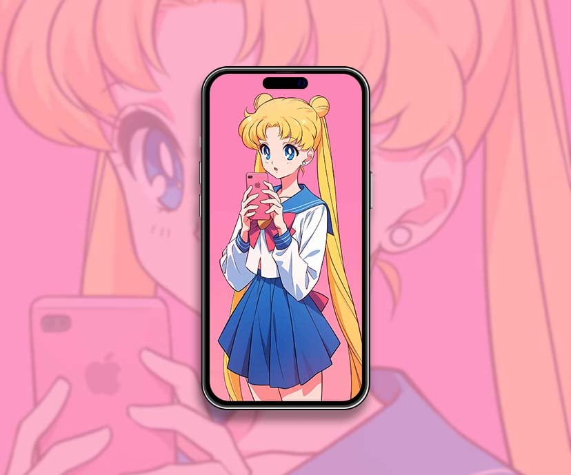 sailor moon anime girl with phone wallpapers collection