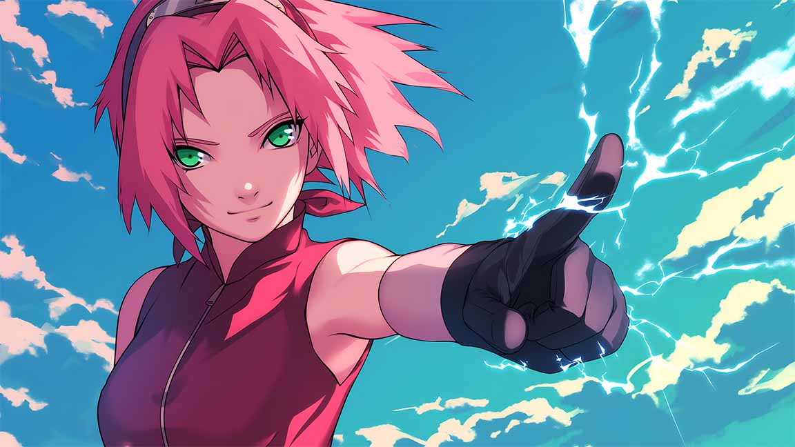 sakura haruno electric power sky anime desktop wallpaper cover