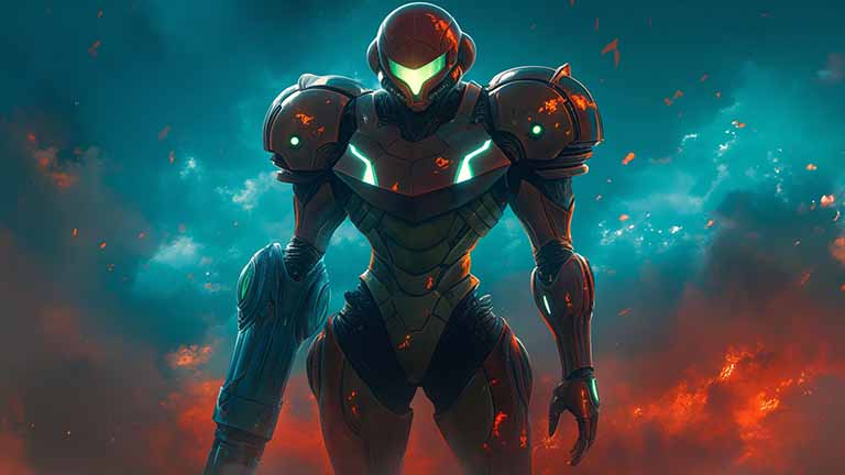 samus aran armored warrior desktop wallpaper cover