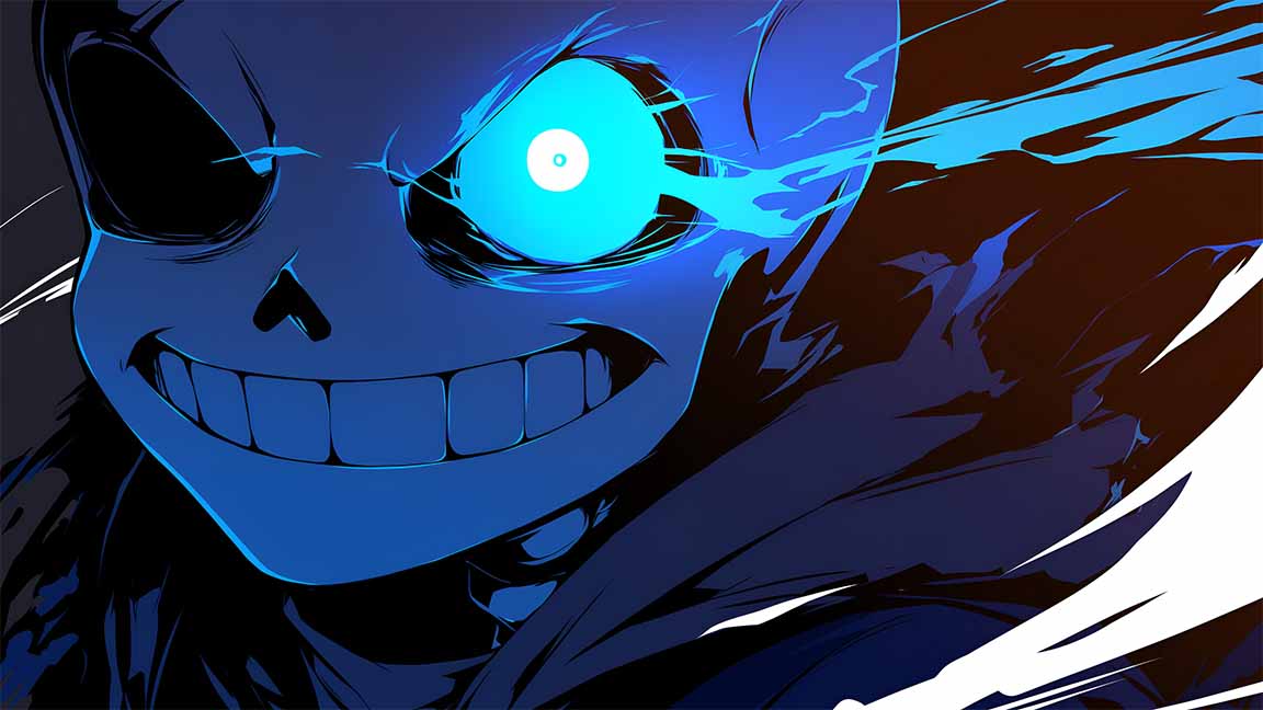 sans undertale glowing blue eye desktop wallpaper cover