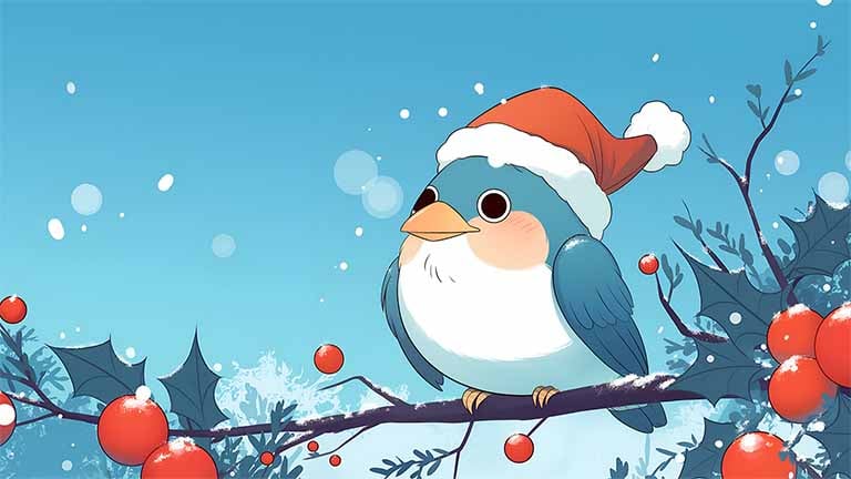 santa bird christmas branch desktop wallpaper cover
