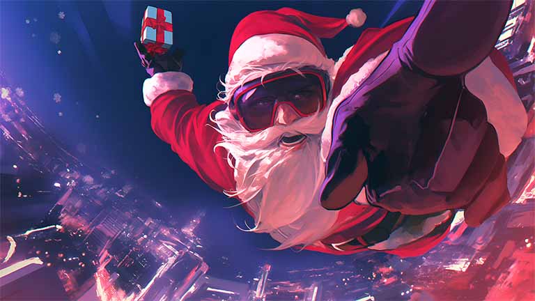 santa claus extreme gift drop wallpaper cover