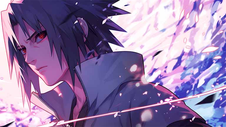sasuke petal blur dektop wallpaper cover