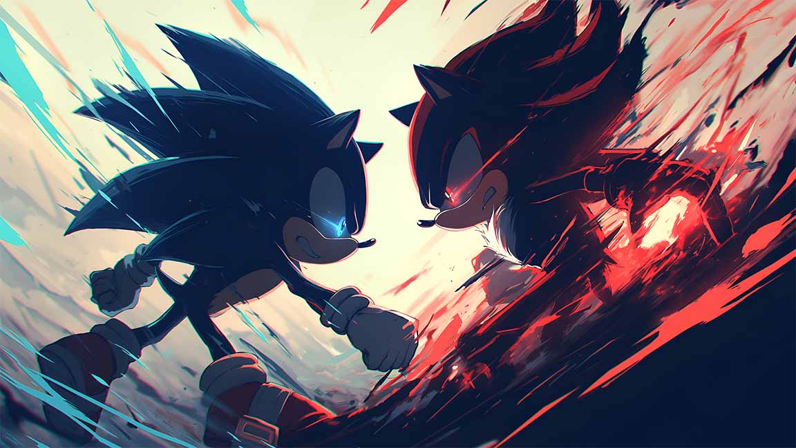 sonic vs shadow speed clash epic battle desktop wallpaper cover