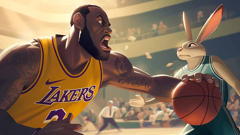 space jam lebron james vs bunny desktop wallpaper cover