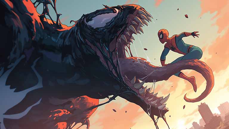 spider man escaping venom attack desktop wallpaper cover