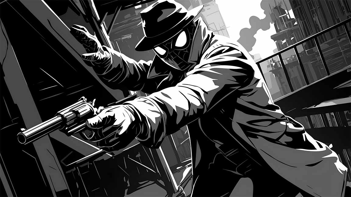spider man noir detective pose desktop wallpaper cover